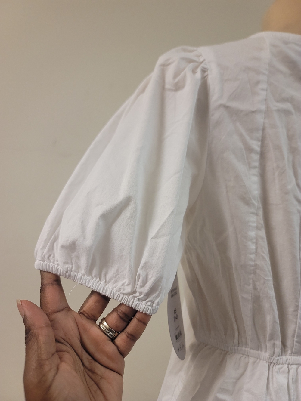 White Puff Sleeve Button-Front Dress - Picture 7 of 7